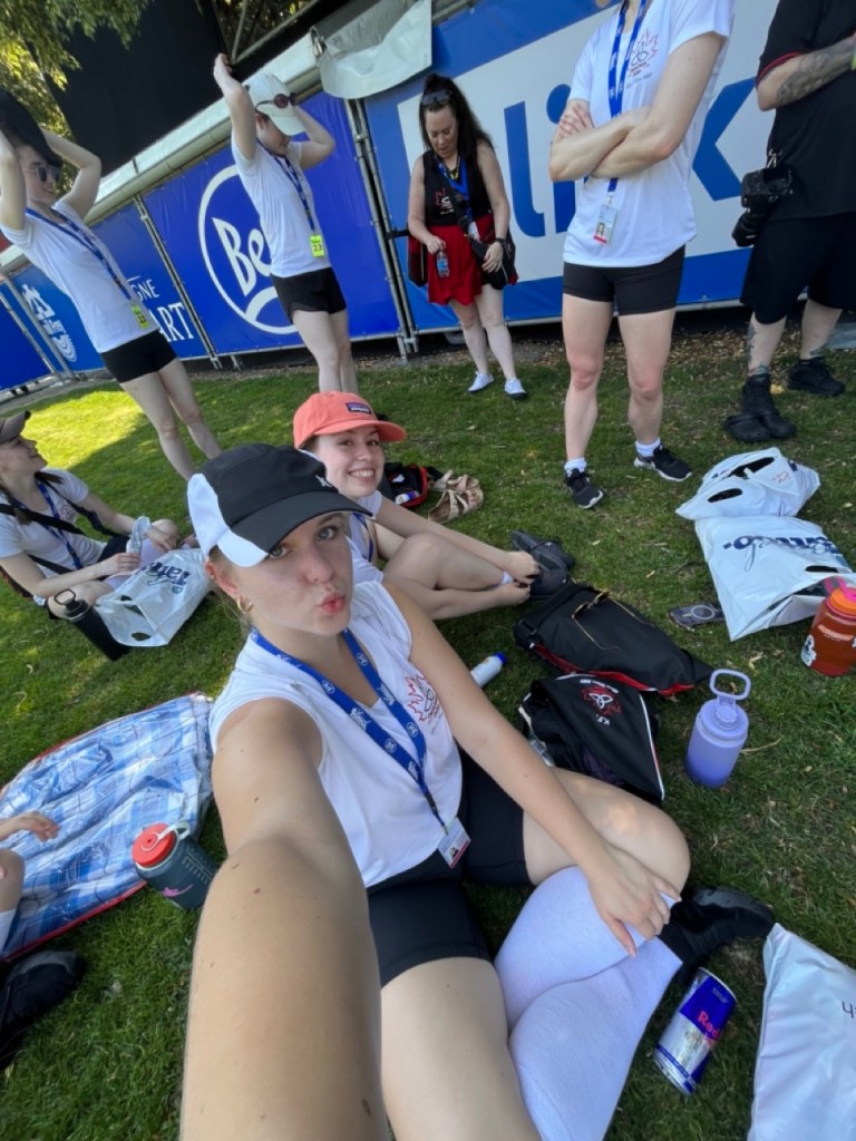 Two girls smile for a selfie