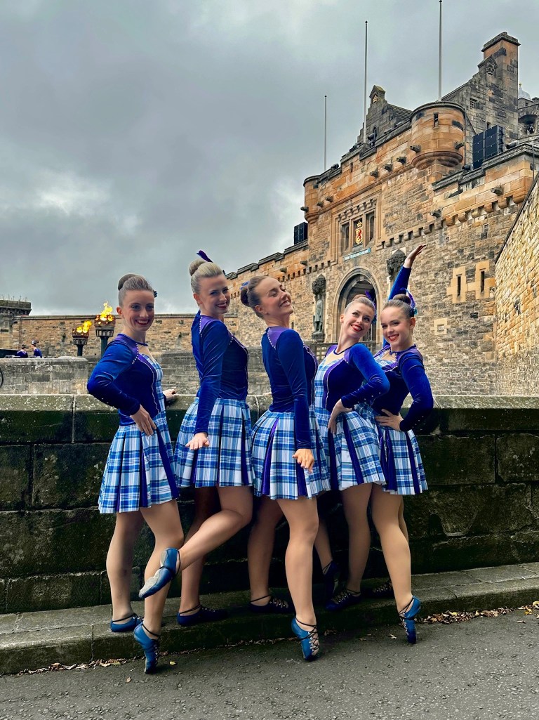 5 highland dancers at Edinburgh castle